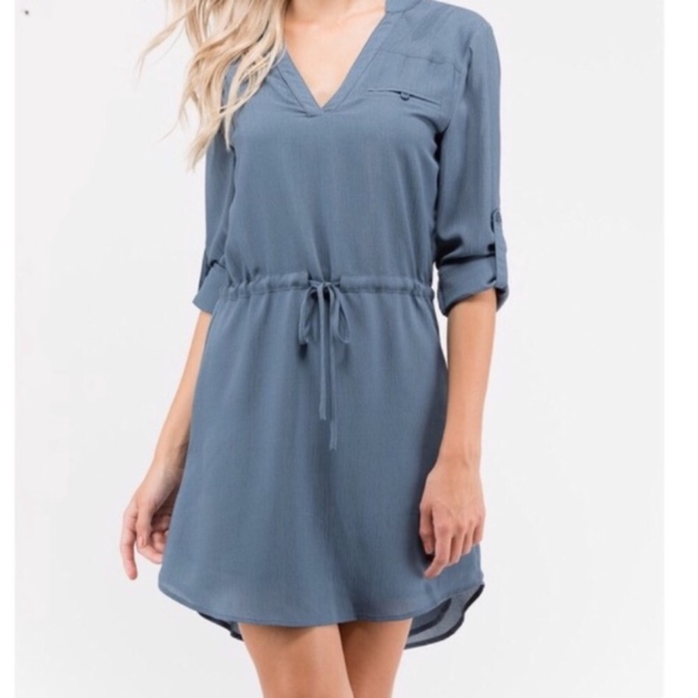 NWT Blue Drawstring Waist Dress